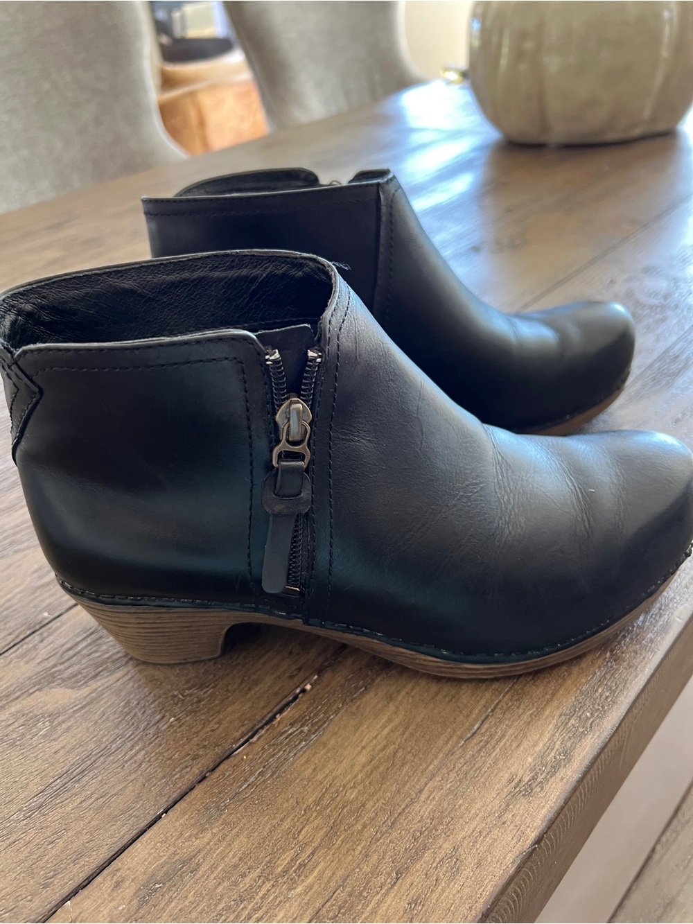 Dansko Black Leather Ankle Booties